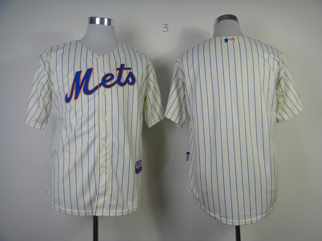 Men New York Mets Blank Cream Stripe MLB Jerseys